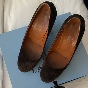 Lanvin Dark Brown Suede Heels